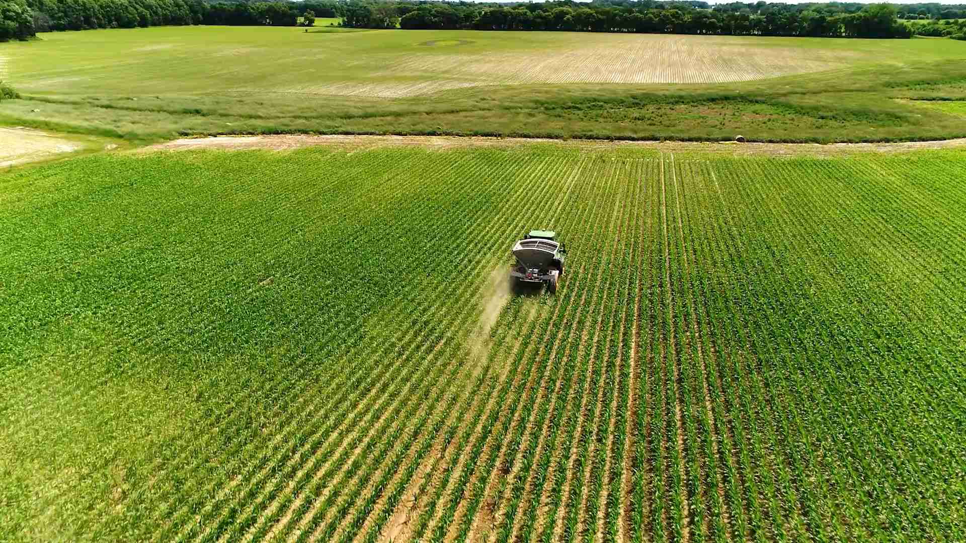 A tractor working in a field