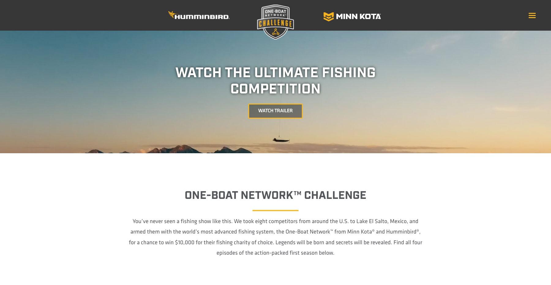 One-Boat Challenge Desktop Landing Page